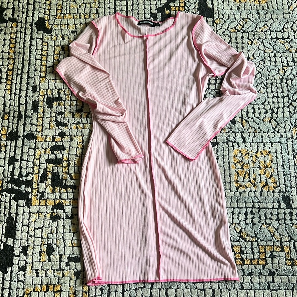 Pink long sleeve going out dress